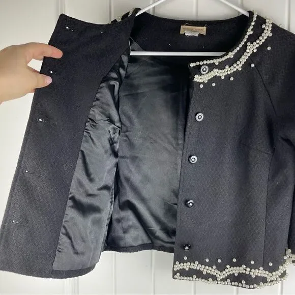 Moon Collection pearl studded crew neck button up jacket - Picture 4 of 5